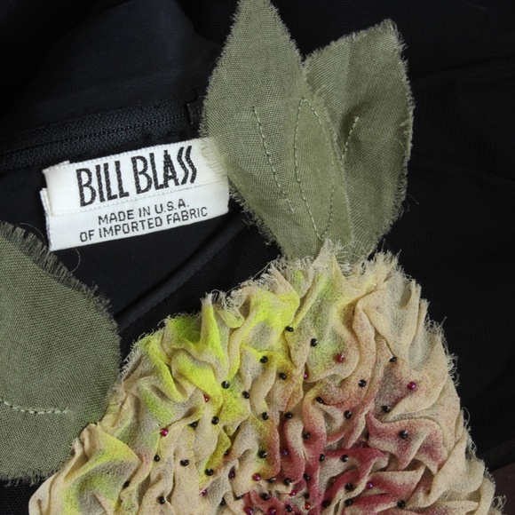 Bill Blass Cocktail Dress with Bold Florals LBD Little Black Dress Vintage Sz 10 - Picture 12 of 12